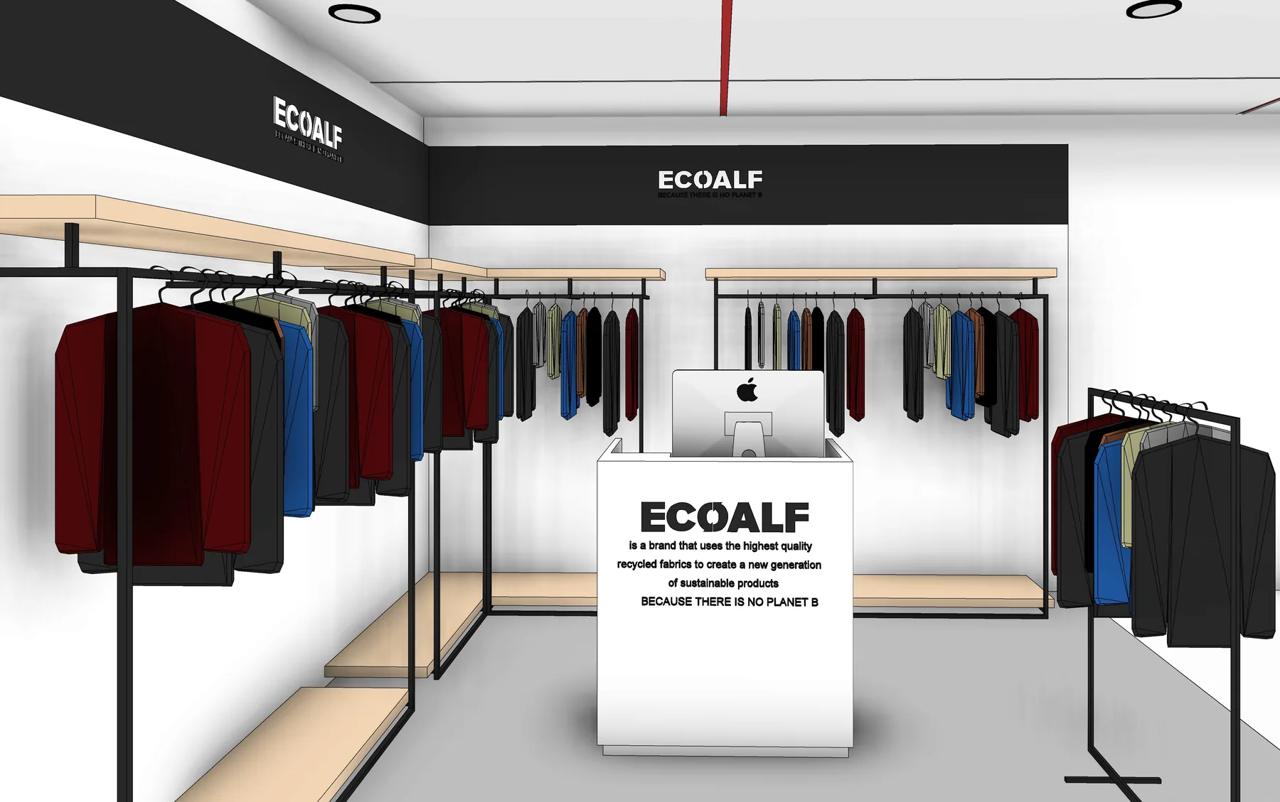 Ecoalf Burgos retail corner render 5