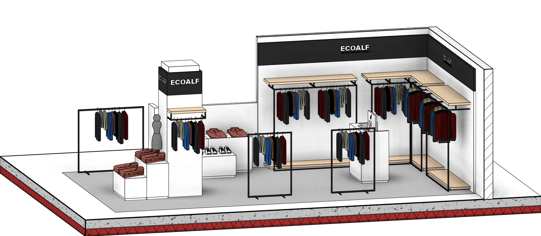 Ecoalf Burgos retail corner render 6