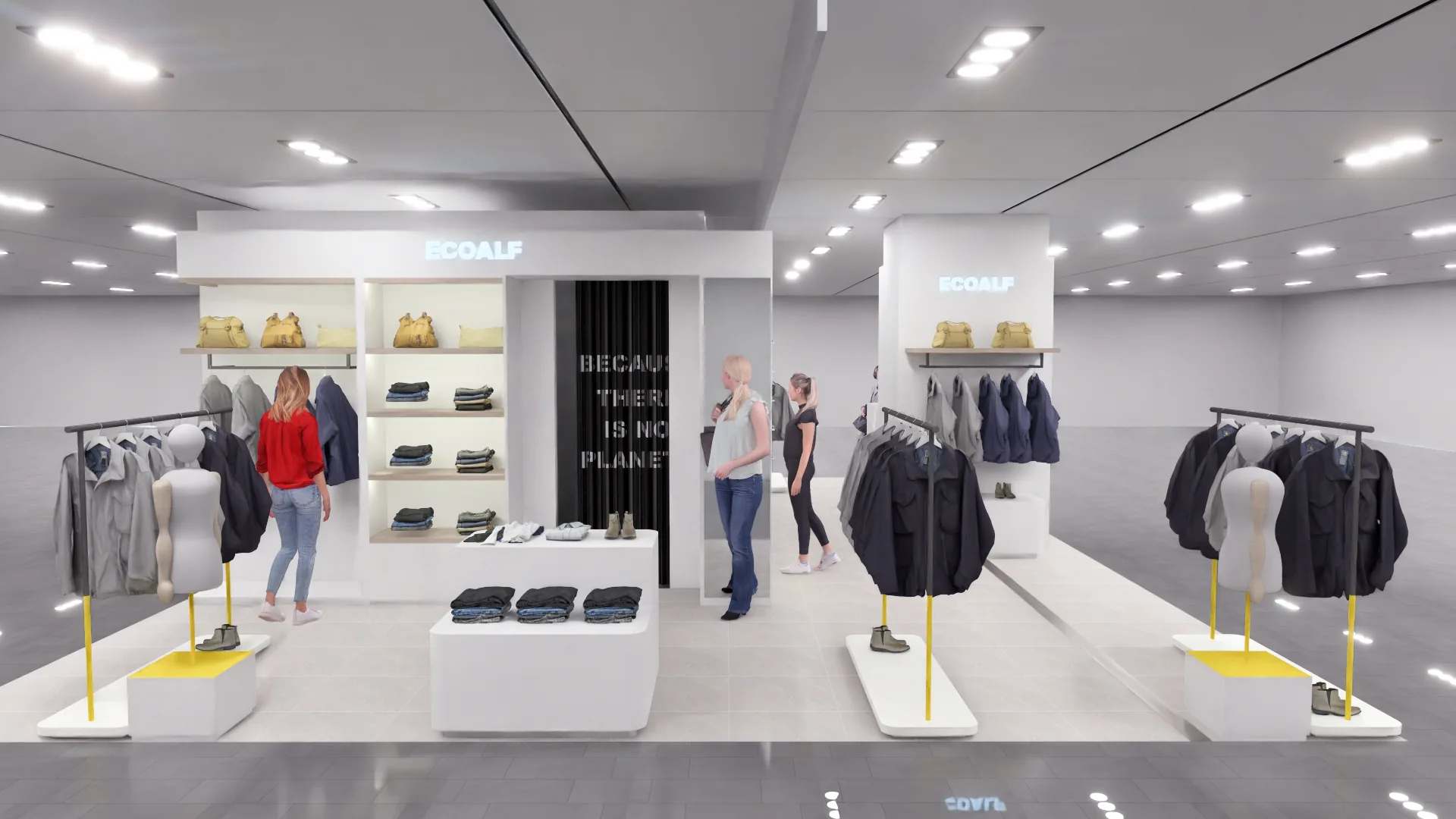 Ecoalf Marbella womenswear final retail design, frontal view