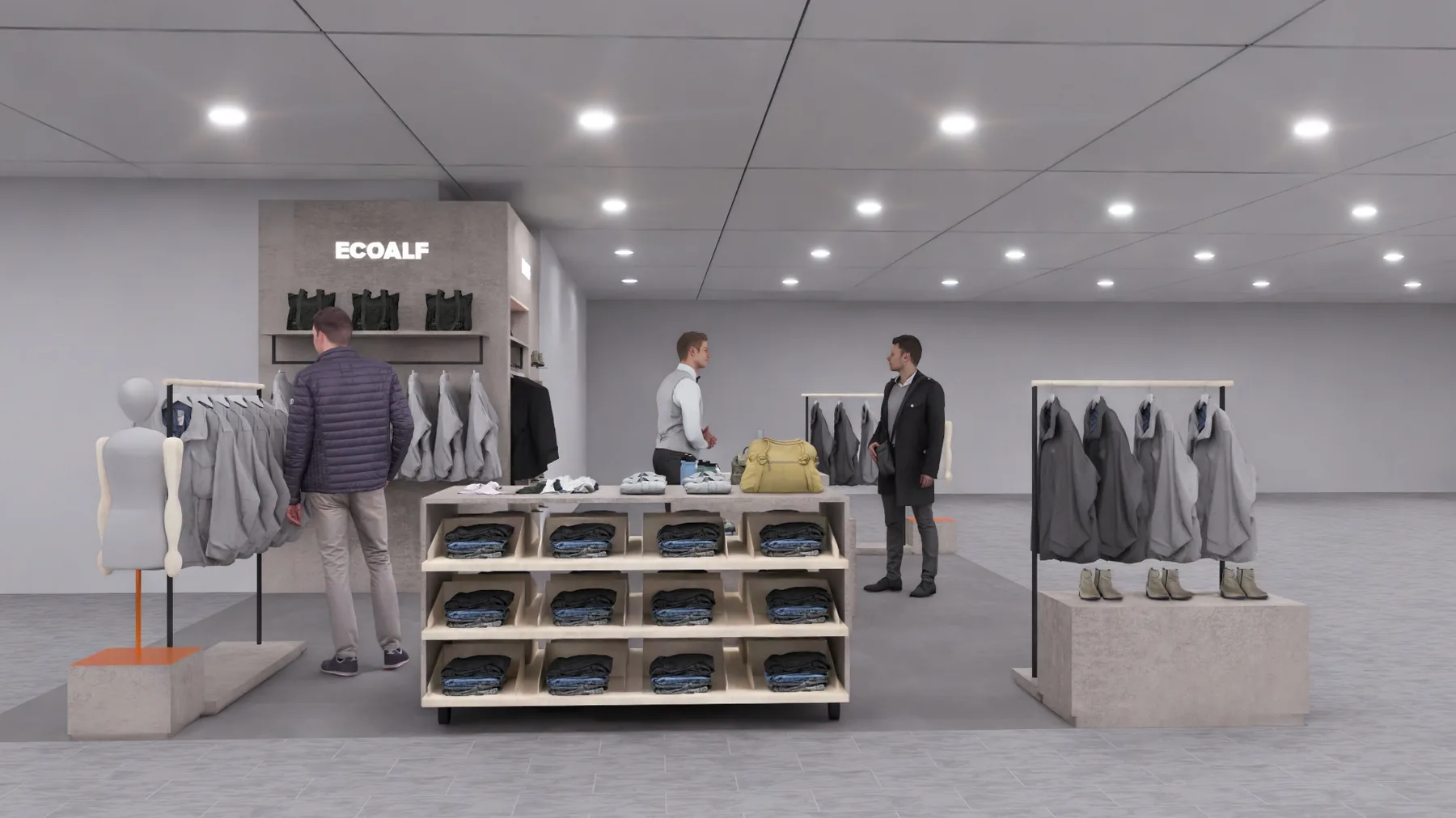 Ecoalf Sanchinarro menswear corner render 1