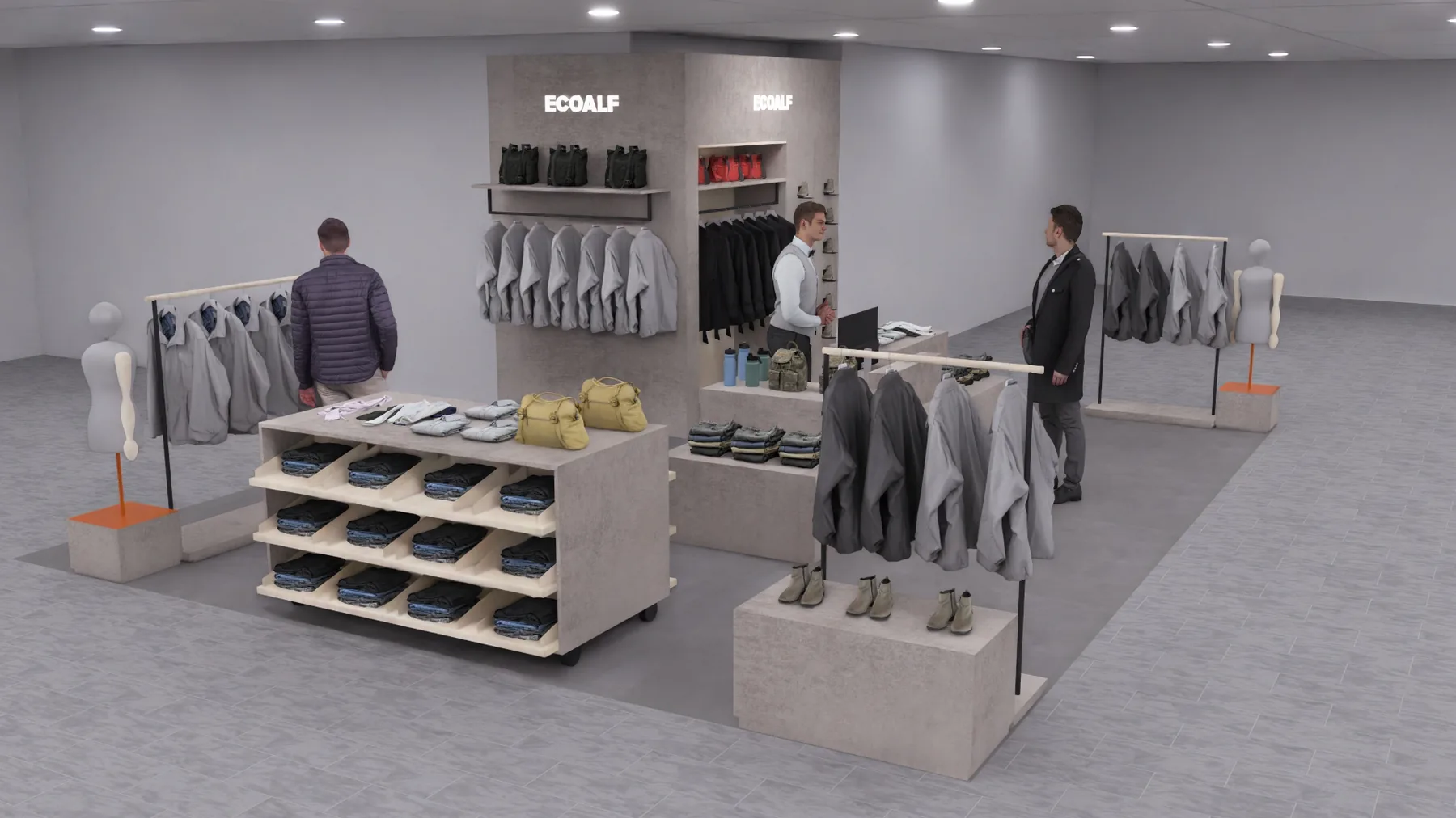 Ecoalf Sanchinarro menswear corner render 2