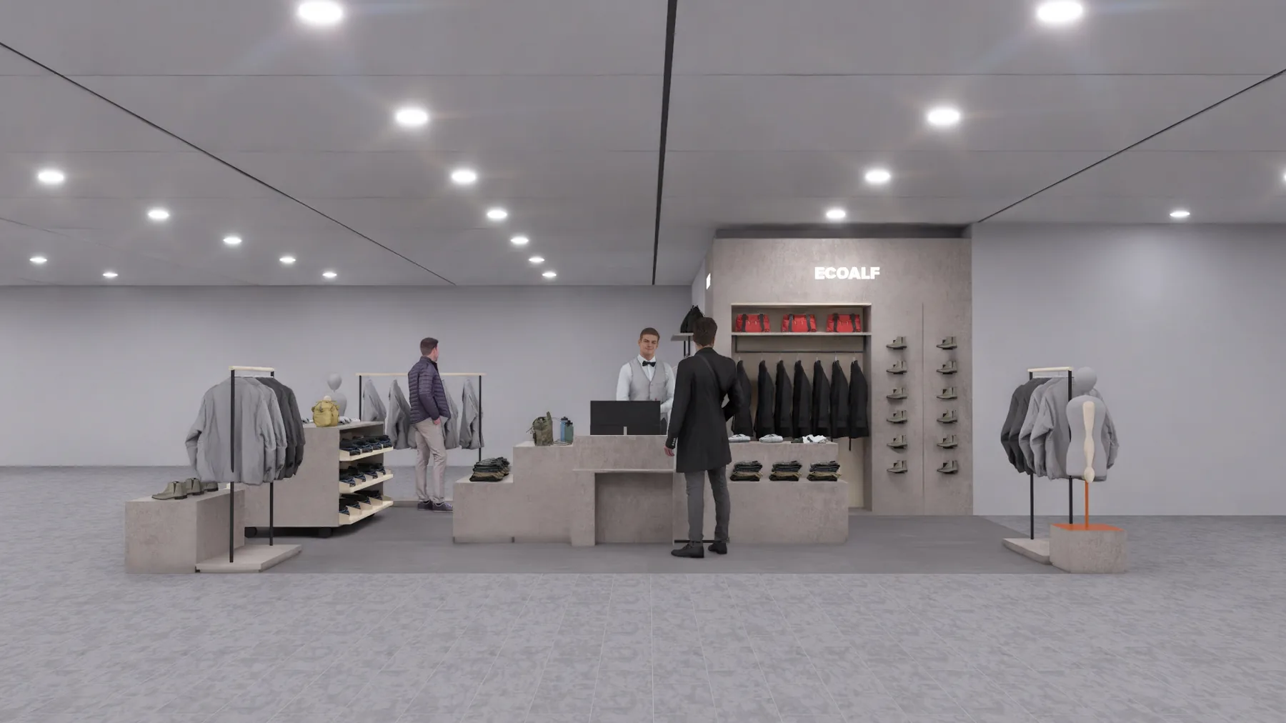 Ecoalf Sanchinarro menswear corner render 5