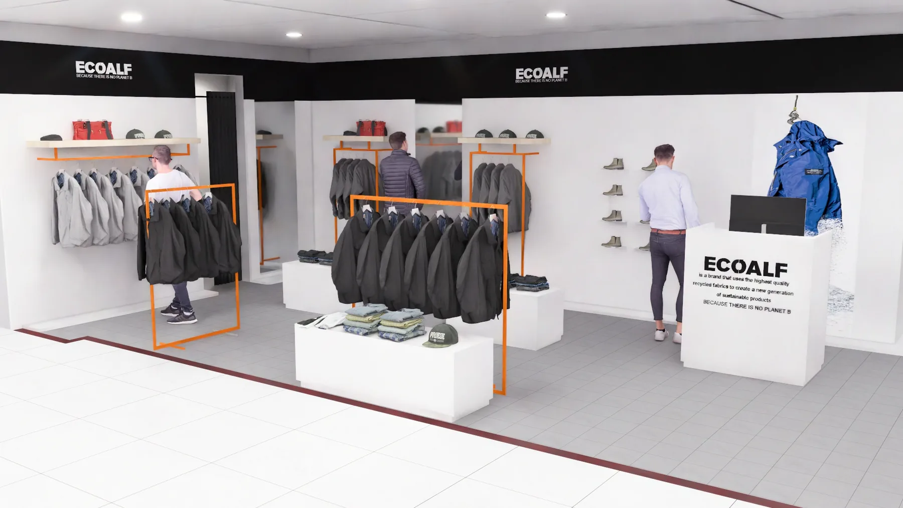 Ecoalf Tarragona menswear corner render 1
