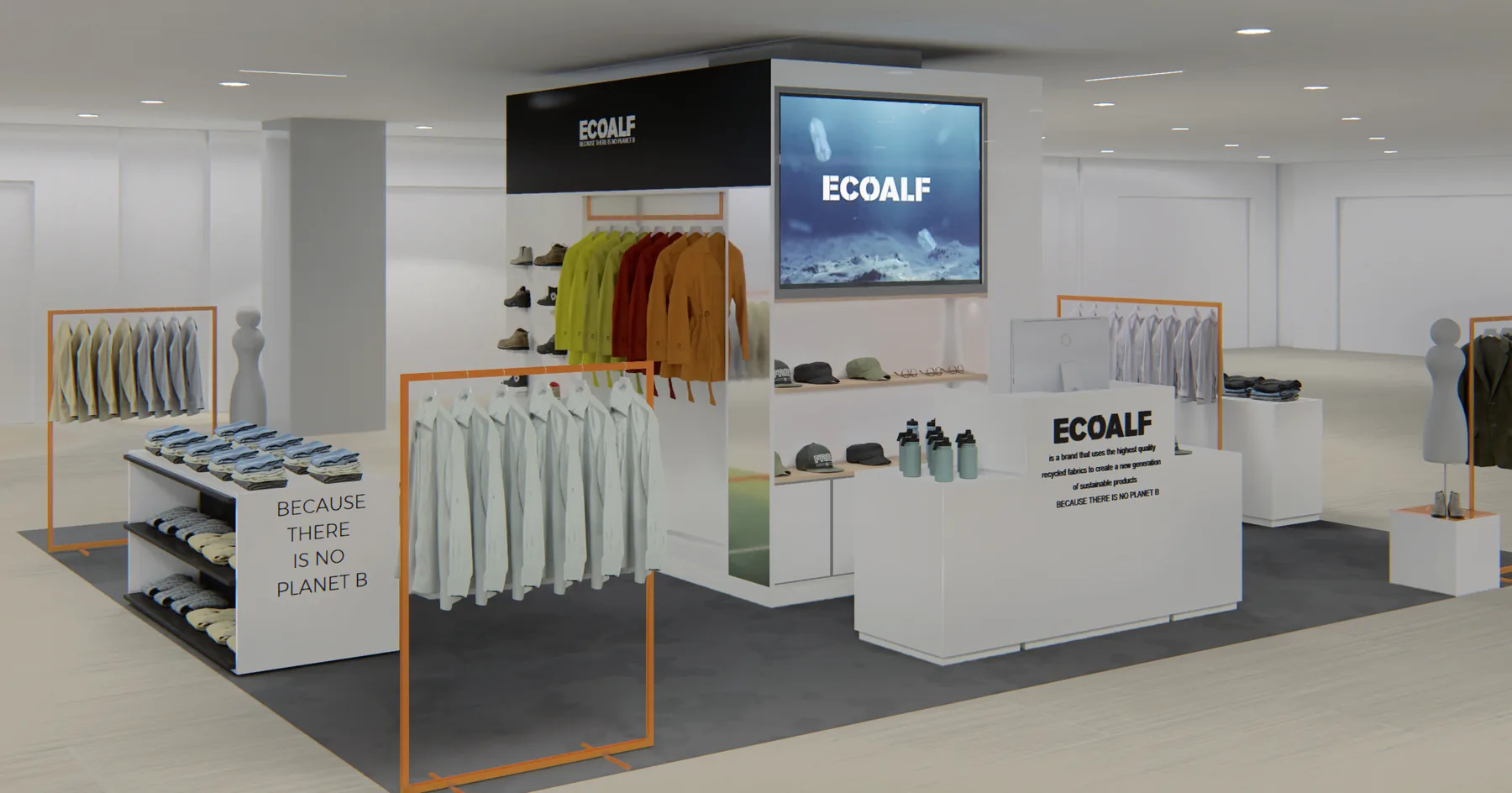 Ecoalf Zaragoza retail corner render 1