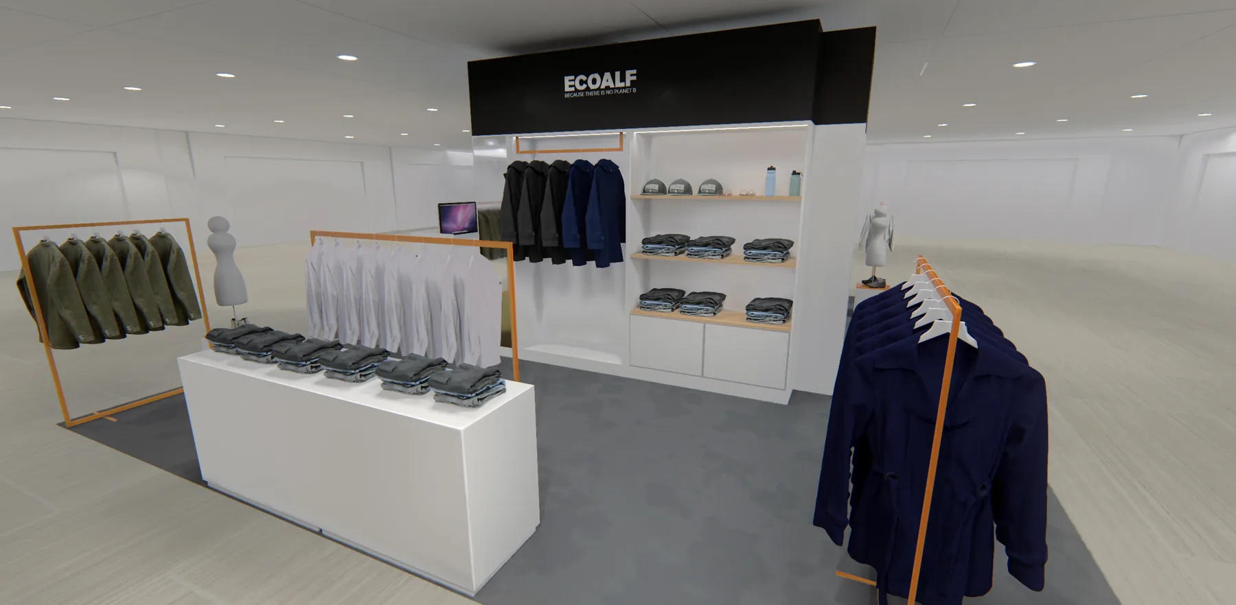 Ecoalf Zaragoza retail corner render 2